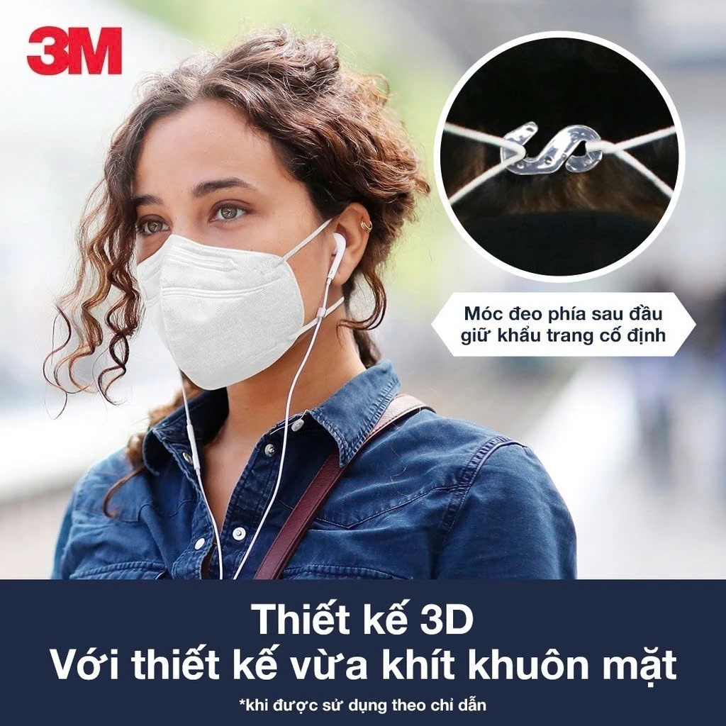 Khẩu trang chống bụi mịn 3M 9513 KN95 có công nghệ lọc tĩnh điện vượt trội “electrostatic filter” - 3 cái/ túi nilong, , large image number 2